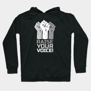 Raise Your Voice with Fist 3 in White Hoodie